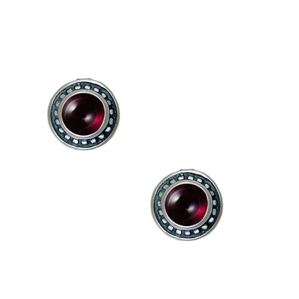 Sterling Silver Petite Garnet Post Stud Earrings